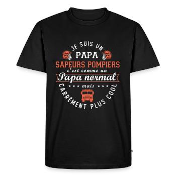 papa sapeurs pompiers humour papa pompier - T-shirt Premium bio Homme - noir - Devant - Nico (187cm)