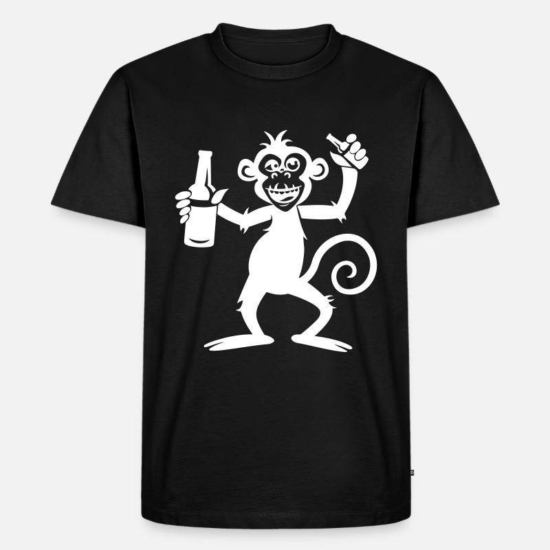 Affe Party Bier - Männer Premium Bio T-Shirt - Schwarz