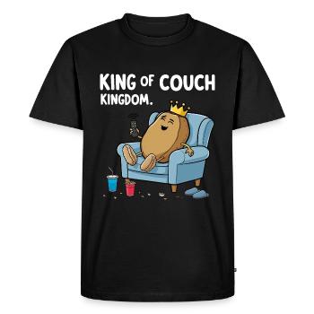Funny Couch Potato Design - Men's Premium Organic T-Shirt - black - Front - Nico (187cm)