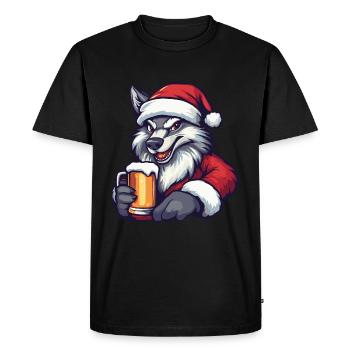 Loup Noël Bière Drôle - T-shirt Premium bio Homme - noir - Devant - Nico (187cm)