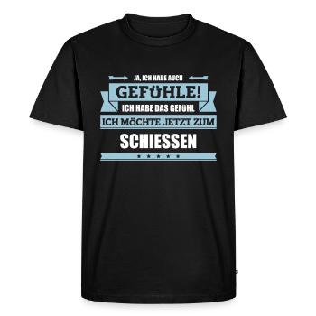 Lustiger Schiessen Spruch - Männer Premium Bio T-Shirt - Schwarz - Vorne - Nico (187cm)