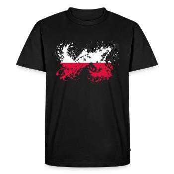 Poland Flag Polish Flag Splash of Color - Men's Premium Organic T-Shirt - black - Front - Nico (187cm)