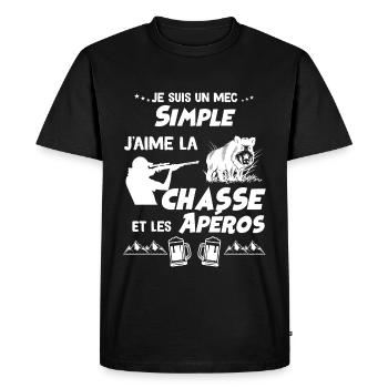 Homme Chasseur Et Apéro Humour Chasse - T-shirt Premium bio Homme - noir - Devant - Nico (187cm)