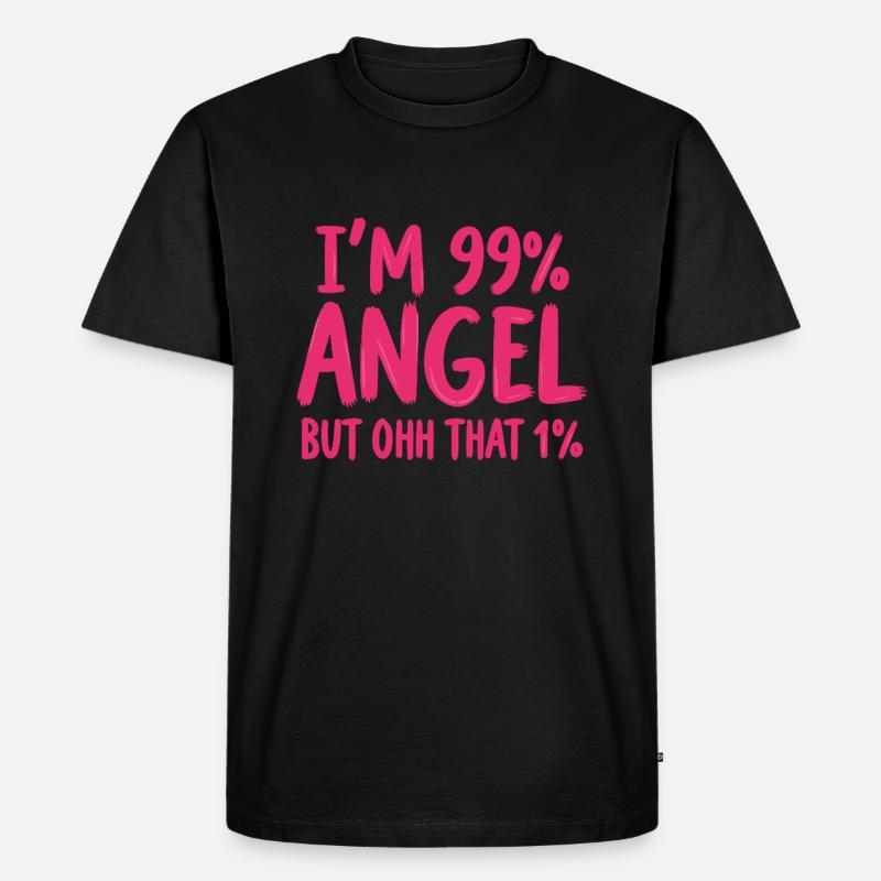 Engel Engelchen Prozent Spruch - Männer Premium Bio T-Shirt - Schwarz