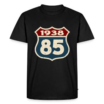 85 ans - anniversaire 1938 - né en 1938 - T-shirt Premium bio Homme - noir - Devant - Nico (187cm)