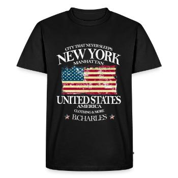New York - Männer Premium Bio T-Shirt - Schwarz - Vorne - Nico (187cm)