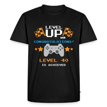 Niveau supérieur Félicitations Niveau 40 Atteint 40 Gebu - T-shirt Premium bio Homme - noir - Devant - Nico (187cm)