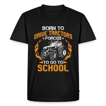 Né pour conduire des tracteurs forcés d'aller à l'école - T-shirt Premium bio Homme - noir - Devant - Nico (187cm)