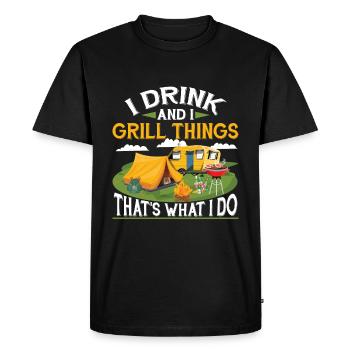 I Drink And I Grill Things Funny Grilling Party - Men's Premium Organic T-Shirt - black - Front - Nico (187cm)