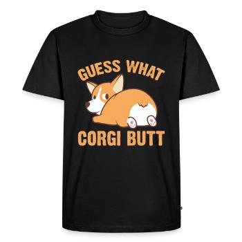Devinez ce que Corgi Butt Funny Corgi Dog T Shirt - T-shirt Premium bio Homme - noir - Devant - Nico (187cm)