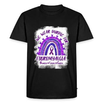 We Wear Purple For Fibromyalgia - T-shirt Premium bio Homme - noir - Devant - Nico (187cm)