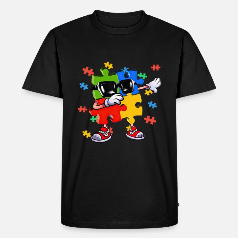 Dabbing Puzzle Piece - Männer Premium Bio T-Shirt - Schwarz