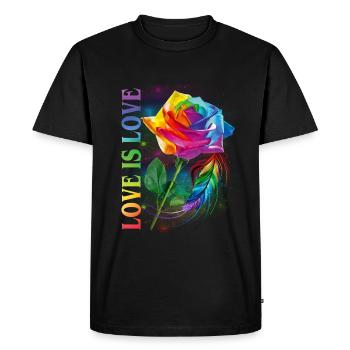 Love Is Love Rainbow Rose LGBT Awareness - Men's Premium Organic T-Shirt - black - Front - Nico (187cm)