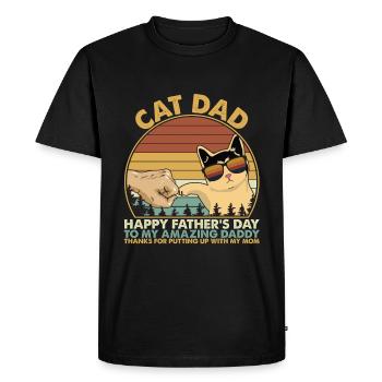 Cat Dad Fist Bump Vintage - Men's Premium Organic T-Shirt - black - Front - Nico (187cm)
