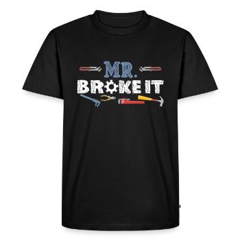 Mr Broke It Kid Mechanic Gift - Men's Premium Organic T-Shirt - black - Front - Nico (187cm)
