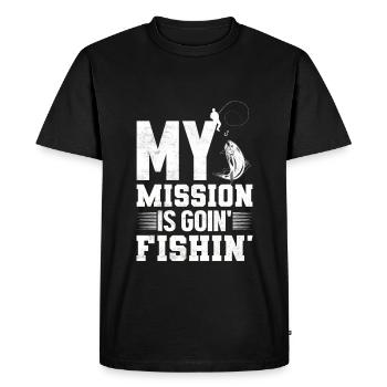 Angler Fish Fishing Rod Fishing Claim - Men's Premium Organic T-Shirt - black - Front - Nico (187cm)