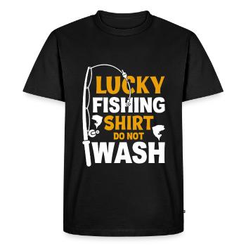 La chemise lucky Fishing ne se lave pas - T-shirt Premium bio Homme - noir - Devant - Nico (187cm)