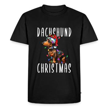 Teckel Noël - T-shirt Premium bio Homme - noir - Devant - Nico (187cm)