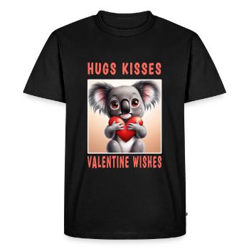 Câlins Bisous et souhaits Valentin - T-shirt Premium bio Homme - noir - Devant - Nico (187cm)