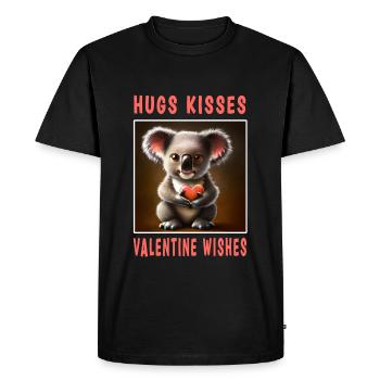 Câlins Bisous et souhaits Valentin - T-shirt Premium bio Homme - noir - Devant - Nico (187cm)
