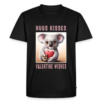 Câlins Bisous et souhaits Valentin - T-shirt Premium bio Homme - noir - Devant - Nico (187cm)