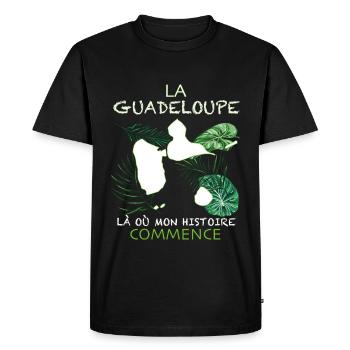 La Guadeloupe Ma Belle Histoire Citation - T-shirt Premium bio Homme - noir - Devant - Nico (187cm)