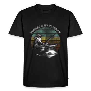 Fishing is my therapie - Men's Premium Organic T-Shirt - black - Front - Nico (187cm)