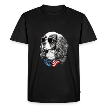 Cavalier Spaniel American Flag 4th of July - Men's Premium Organic T-Shirt - black - Front - Nico (187cm)