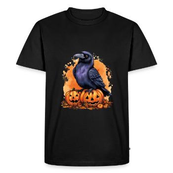 Halloween Pumpkin Raven - Men's Premium Organic T-Shirt - black - Front - Nico (187cm)
