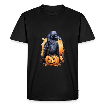 Corbeau citrouille d’Halloween - T-shirt Premium bio Homme - noir - Devant - Nico (187cm)