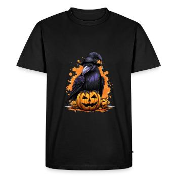 Halloween Pumpkin Raven - Men's Premium Organic T-Shirt - black - Front - Nico (187cm)
