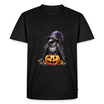Corbeau citrouille d’Halloween - T-shirt Premium bio Homme - noir - Devant - Nico (187cm)