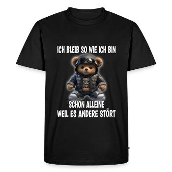 Sarcasme ours drôle disant cadeau - T-shirt Premium bio Homme - noir - Devant - Nico (187cm)