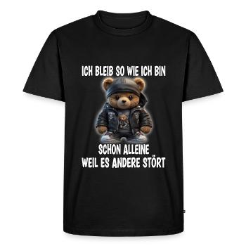 Sarcasme ours drôle disant cadeau - T-shirt Premium bio Homme - noir - Devant - Nico (187cm)