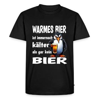 Une bière chaude est toujours plus froide que pas de bière du tout - T-shirt Premium bio Homme - noir - Devant - Nico (187cm)