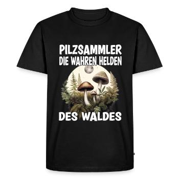 Cueilleurs de champignons : les vrais héros de la forêt - T-shirt Premium bio Homme - noir - Devant - Nico (187cm)