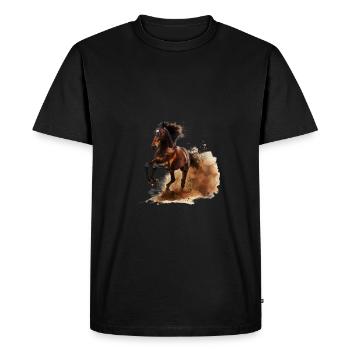 Brilliant horse in action on black - Men's Premium Organic T-Shirt - black - Front - Nico (187cm)