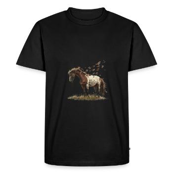 Cheval et oiseaux dans la nature - T-shirt Premium bio Homme - noir - Devant - Nico (187cm)