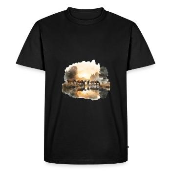 Chevaux sur l’eau avec lever du soleil - T-shirt Premium bio Homme - noir - Devant - Nico (187cm)