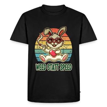 De l’herbe au lieu de la vitesse lapin drôle avec du cœur - T-shirt Premium bio Homme - noir - Devant - Nico (187cm)