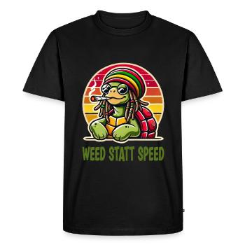 De l’herbe au lieu de la vitesse Cool Turtle - T-shirt Premium bio Homme - noir - Devant - Nico (187cm)