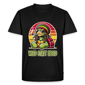 Weed Instead Of Speed Funny Turtle - Men's Premium Organic T-Shirt - black - Front - Nico (187cm)