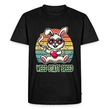 De l’herbe au lieu de la vitesse lapin drôle avec du cœur - T-shirt Premium bio Homme - noir - Devant - Nico (187cm)