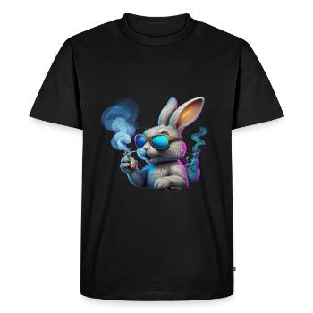 Cool Bunny With Sunglasses And Smoke - Men's Premium Organic T-Shirt - black - Front - Nico (187cm)