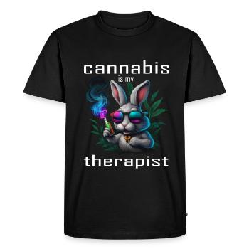 Le cannabis est mon thérapeute - T-shirt Premium bio Homme - noir - Devant - Nico (187cm)