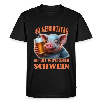 40e anniversaire Aucun cochon n’a autant de vieux - T-shirt Premium bio Homme - noir - Devant - Nico (187cm)
