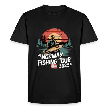 Voyage de pêche en Norvège 2025 - T-shirt Premium bio Homme - noir - Devant - Nico (187cm)