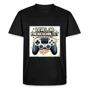 Manette de jeu déverrouillée de niveau 30 - T-shirt Premium bio Homme - noir - Devant - Nico (187cm)