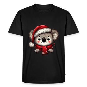 Cuddly Christmas koala with red scarf and - Men's Premium Organic T-Shirt - black - Front - Nico (187cm)