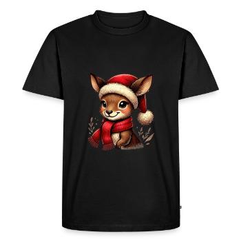 Cerf de Noël avec chapeau de Noël - T-shirt Premium bio Homme - noir - Devant - Nico (187cm)